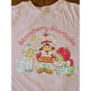 Strawberry Shortcake Berry Sweet Adult T-shirt Size Small 1980s Image Bonnet Cat